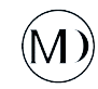 Logotipo con iniciales MD dentro de un círculo negro sobre fondo transparente