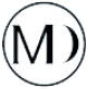 Logotipo con iniciales MD dentro de un círculo negro sobre fondo transparente